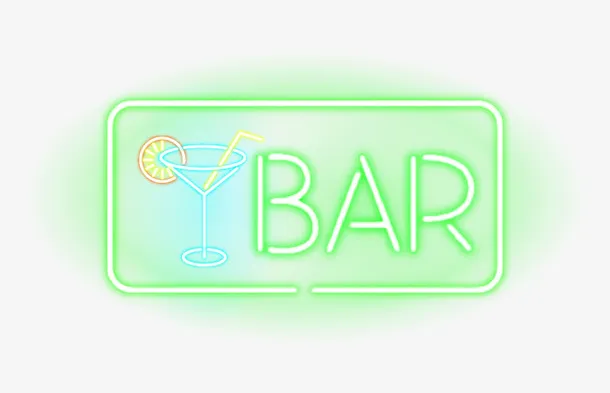 炫酷绿色霓虹灯bar酒吧标志免抠