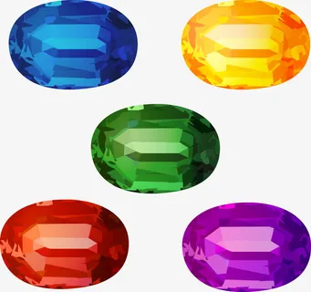 矢量手绘彩色宝石免抠