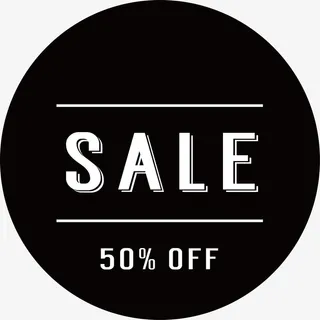 黑色圆形英文促销标签免抠