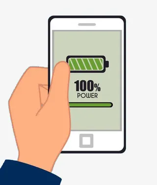 手拿充电完成的手机免抠