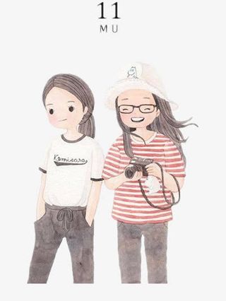 手绘微笑女孩免抠