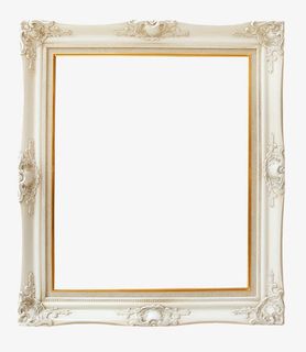象牙白复古相框免抠