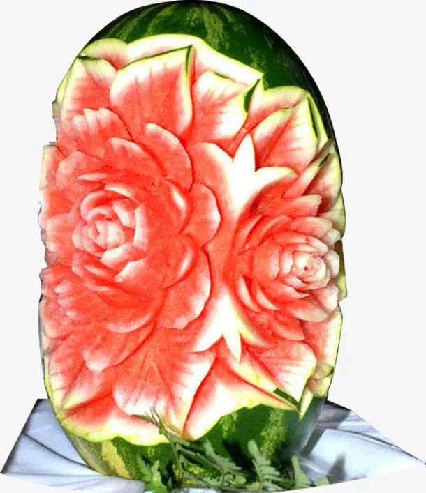 雕刻的西瓜水果免抠
