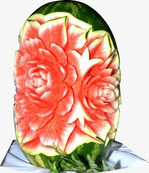 雕刻的西瓜水果免抠