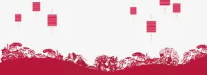 红色中国风剪影剪纸灯笼全屏海报背景