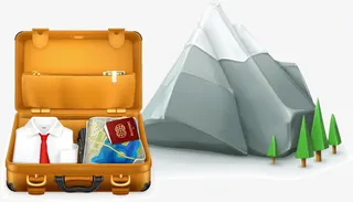 行李山树木旅游PNG矢量素材免抠