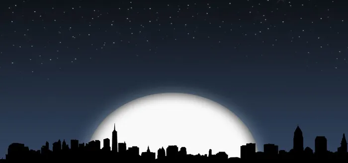 卡通星空城市夜景背景图高清