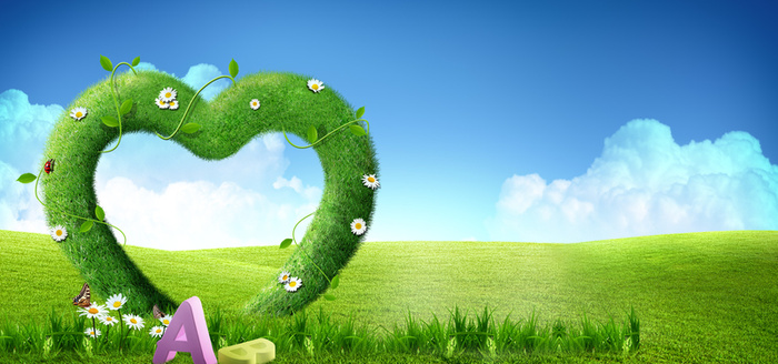 春天浪漫简约绿色海报背景高清