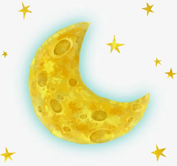 黄色卡通星星月亮免抠