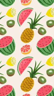 西瓜菠萝水果创意插画壁纸免抠 西瓜菠萝水果创意插画壁纸免抠