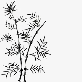 手绘黑色水墨竹子免抠