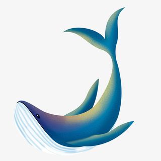 一只彩色的鲸鱼免抠