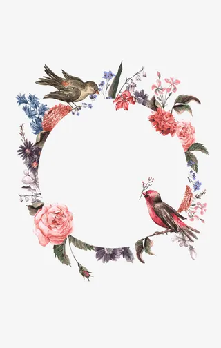 小鸟花环素材免抠