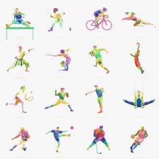 奥运会多边形彩色运动免抠