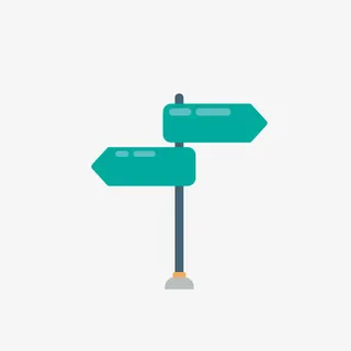 卡通绿色箭头路牌免抠