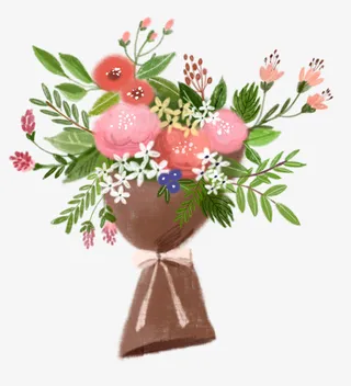 手绘春天春季鲜花颗粒效果免抠