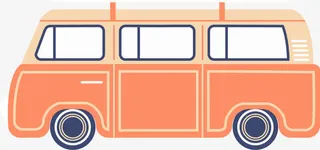 卡通橙色大巴免抠