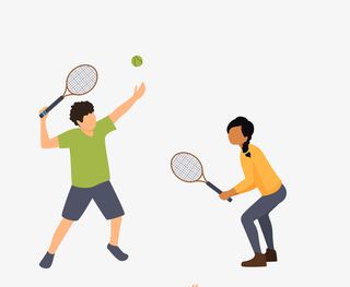 打羽毛球的卡通人物免抠