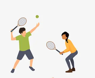 打羽毛球的卡通人物免抠