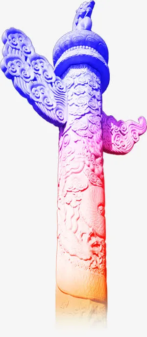 紫粉色中国建筑物免抠