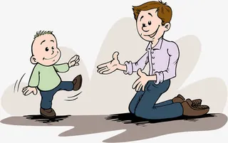 卡通人物插图学习走路的小孩免抠