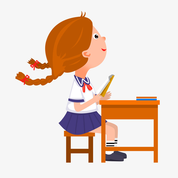 矢量卡通女孩学习免抠
