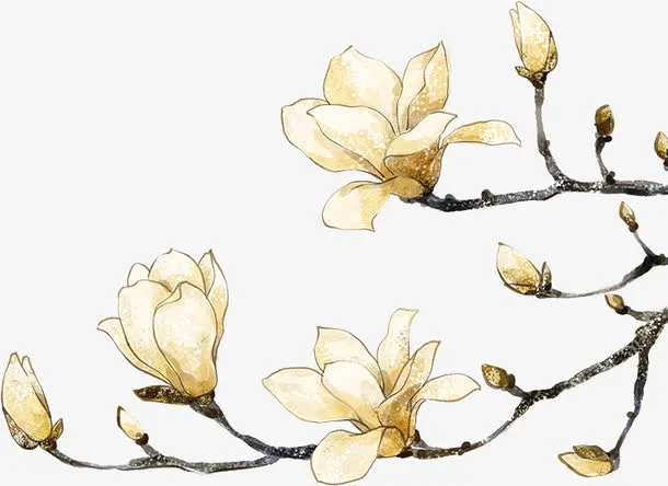 水墨画梨花免抠