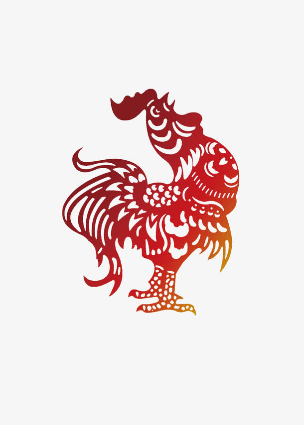 剪纸公鸡图案免抠