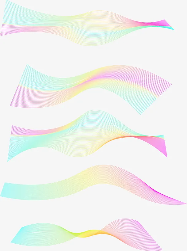 渐变彩色科技线条免抠