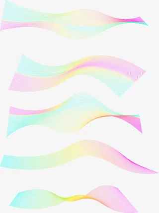 渐变彩色科技线条免抠