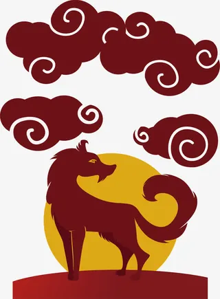 中国风祥云狗狗形象免抠