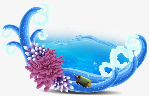 蓝色浪花珊瑚热带鱼背景免抠 蓝色浪花珊瑚热带鱼背景免抠