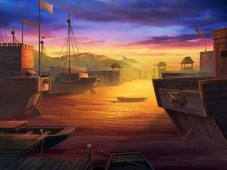 黄色背景帆船高清免抠