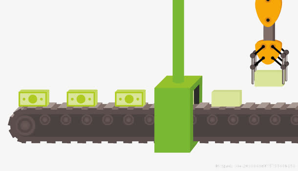 卡通钞票生产线PNG素材免抠