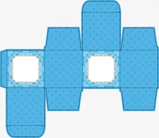蓝色产品盒展开图免抠