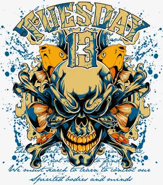 欧美骷髅头插画海报矢量免抠