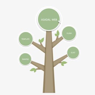 浅色树状分支数据图免抠