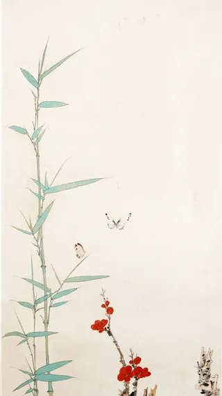梅花竹子国画H5背景高清