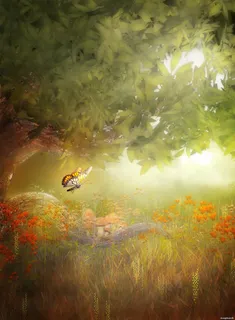 阳光梦幻绿叶蝴蝶免抠