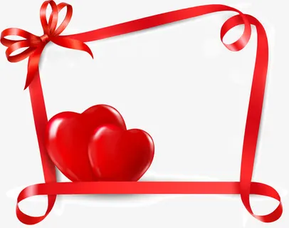 矢量手绘红色爱心边框免抠
