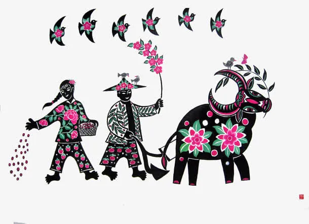 手绘春耕免抠