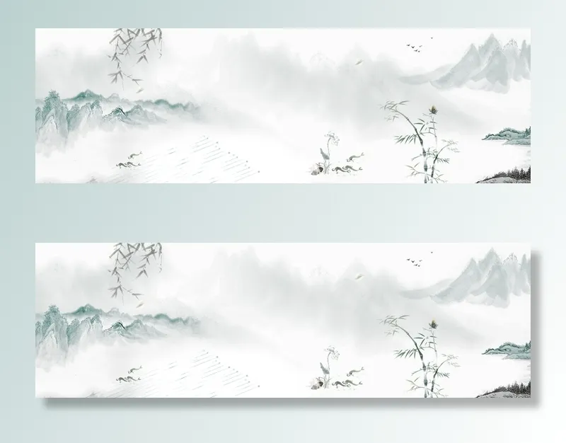 水墨中国风背景 banner高清复古中国风背景
