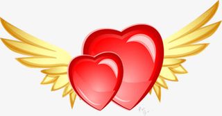 黄色翅膀爱心婚庆免抠