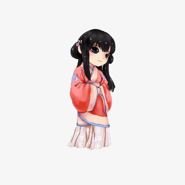 手绘古风女孩免抠