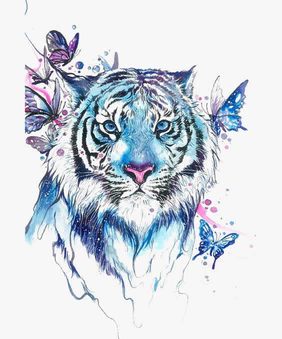 水彩老虎免抠