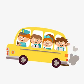 开学教育校车接同学上学免抠手绘/卡通卡通元素