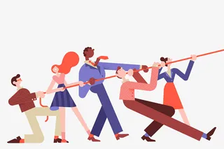 一群人在努力进行拔河比赛免抠手绘/卡通卡通元素