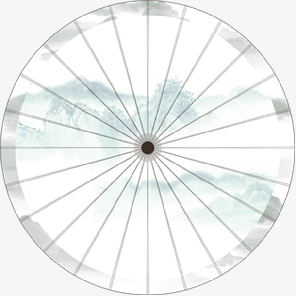 中国风伞中山水画免抠