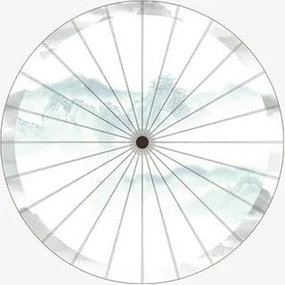 中国风伞中山水画免抠