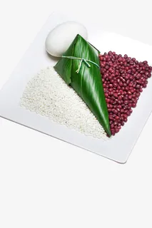 盘子里的粽子红豆与鸭蛋免抠